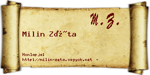 Milin Zéta névjegykártya